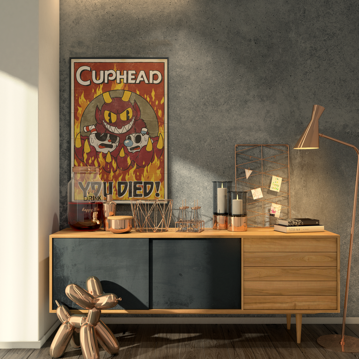 Cuphead Plakat You Died - Supernerds