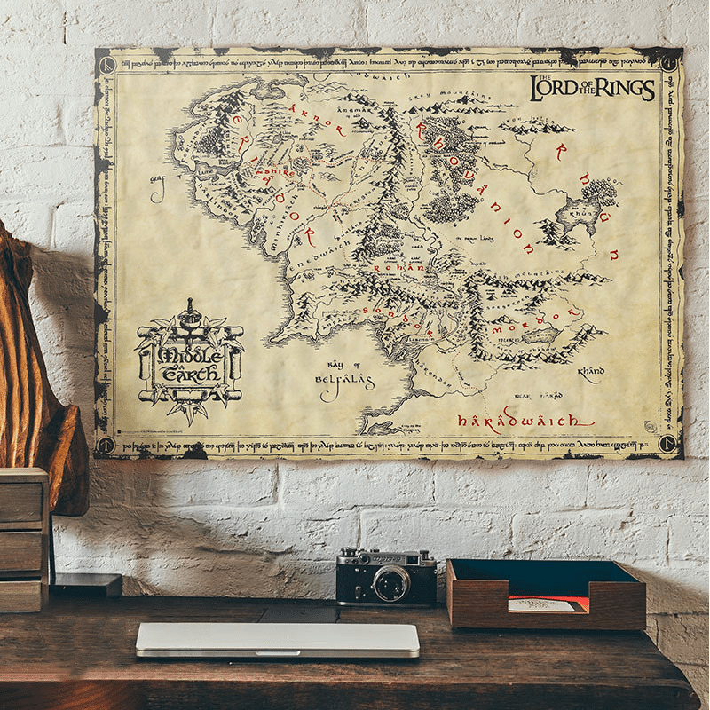 Ringenes Herre Plakat Middle Earth Map 66 x 46 cm - Supernerds