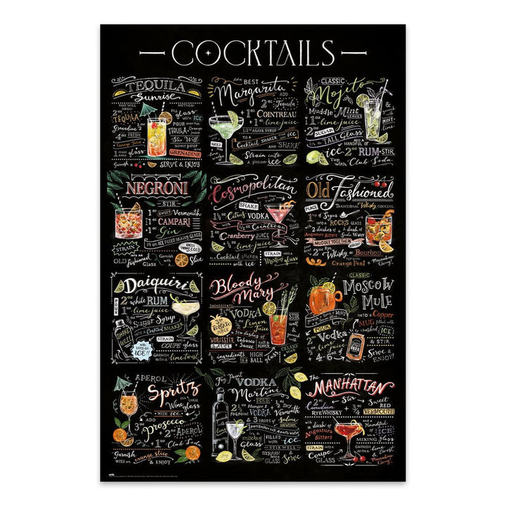 Cocktail Drinker Oppskrifter Plakat - Supernerds