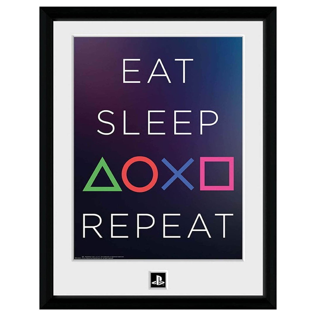 PlayStation Innrammet Bilde 30 x 40 cm Eat Sleep Play Repeat - Supernerds