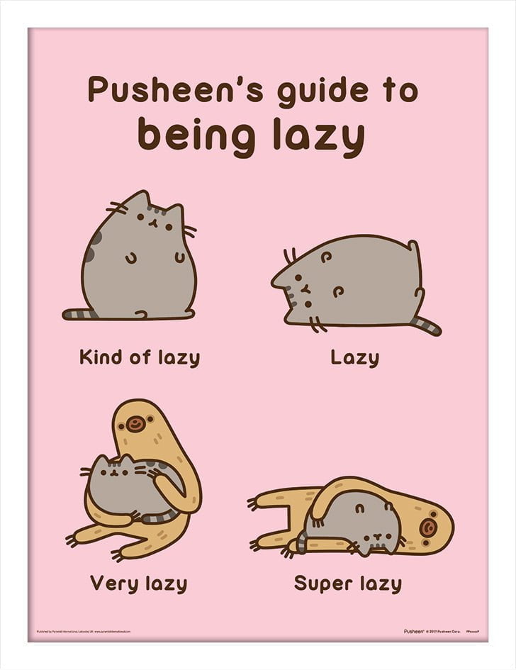 Pusheen Innrammet Bilde 30 x 40 cm Guide To Being Lazy - Supernerds