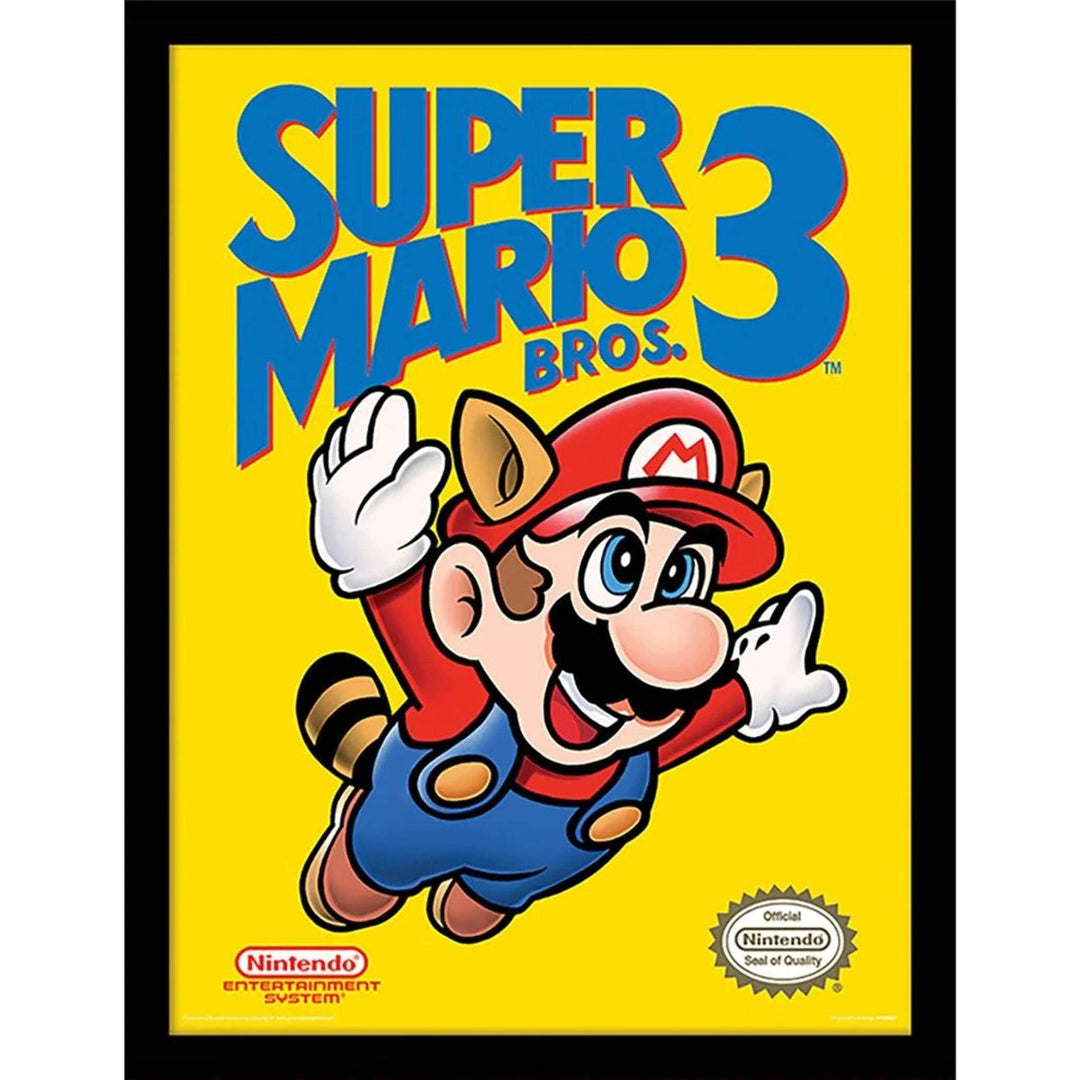 Super Mario Innrammet Bilde 30 x 40 cm SM3 NES Cover - Supernerds