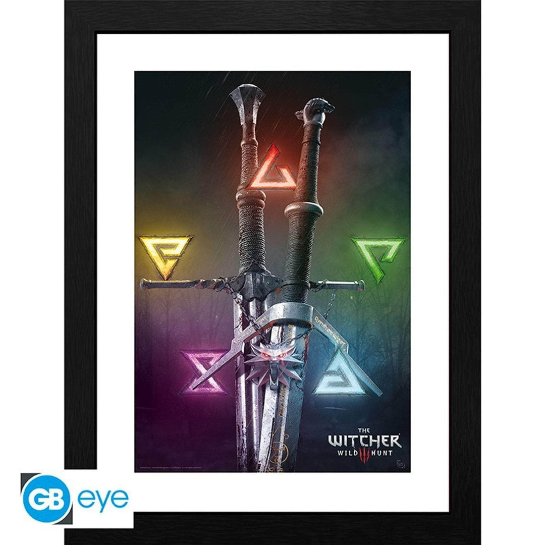 The Witcher Innrammet Bilde 30 x 40 cm Signs & Swords - Supernerds